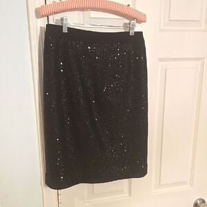 Boden Black Sequin Pencil Skirt Cocktail